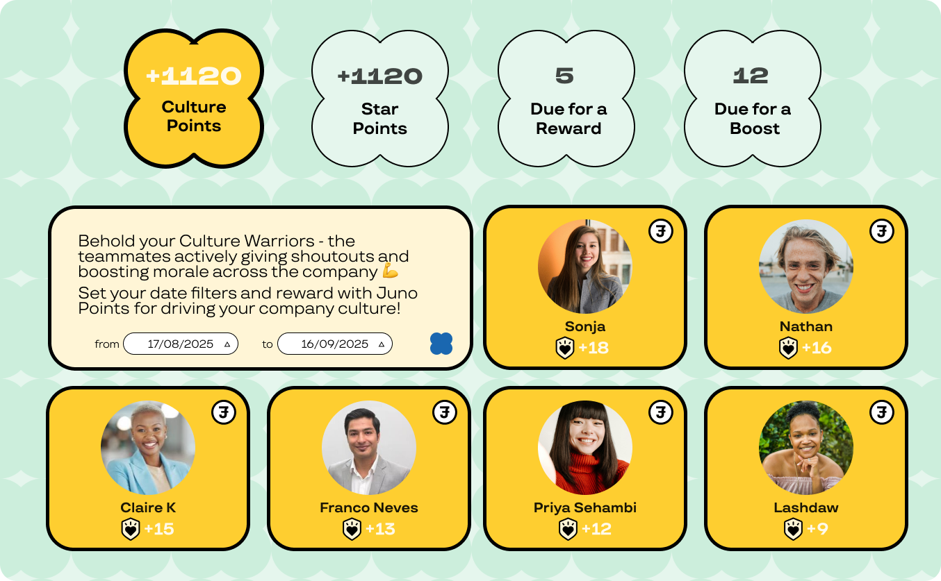 screenshot of Juno Shoutouts